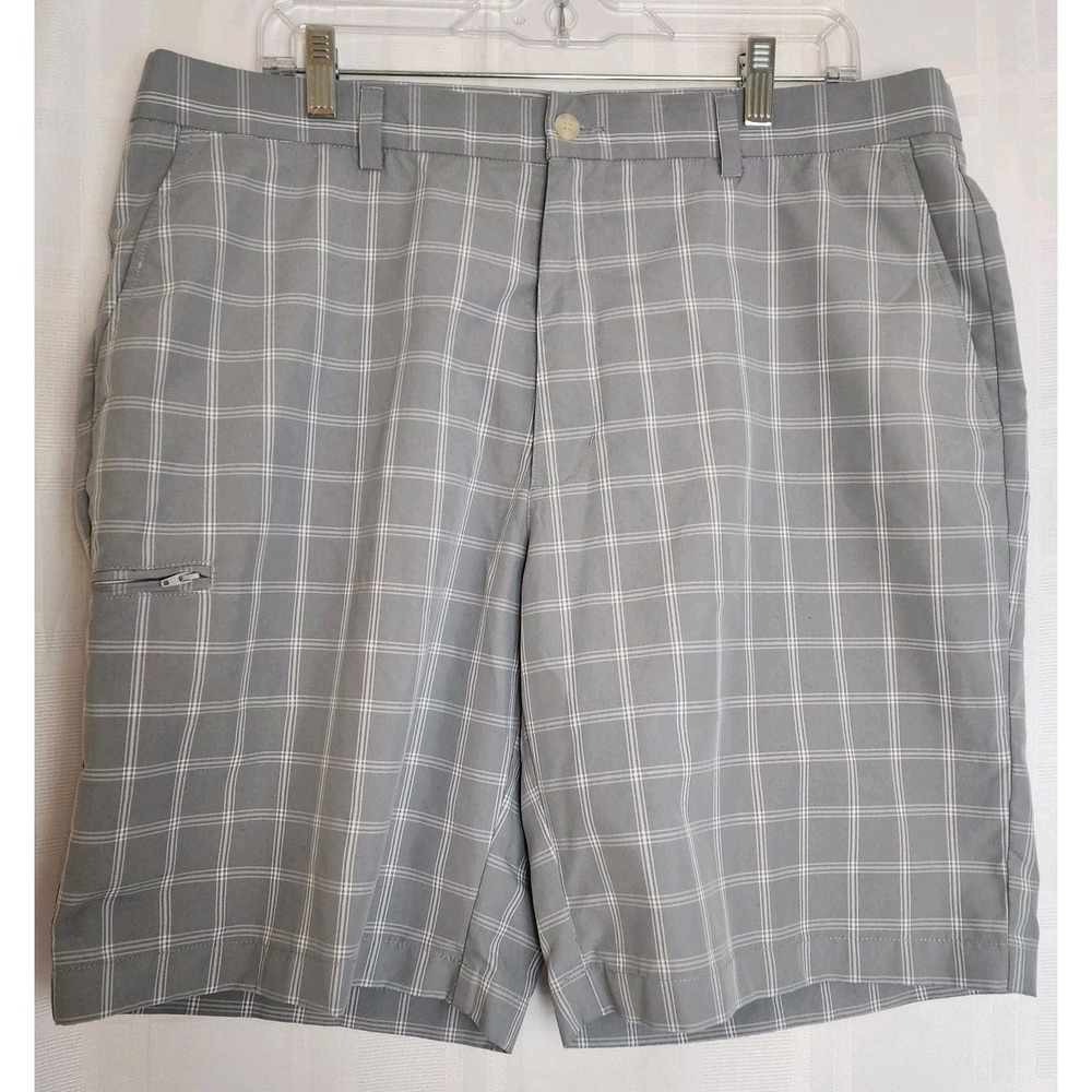Grand Slam Performance Plaid Mens Shorts Size 38 Gray‎ White